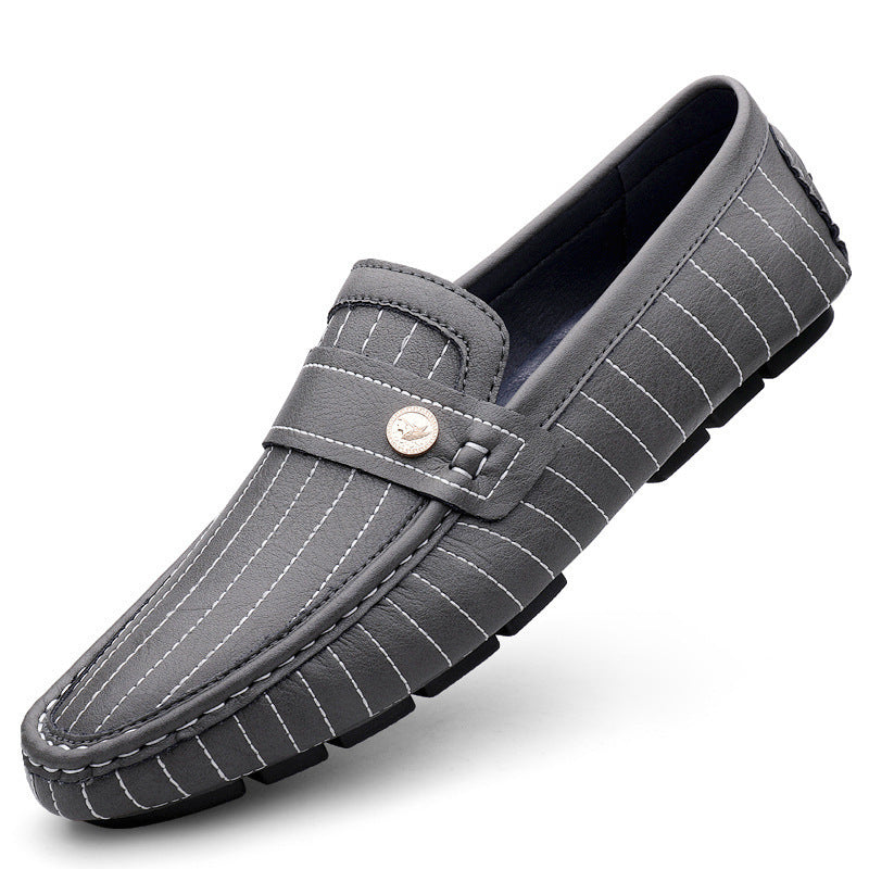 Breathable British Style Black Men's Casual Leather Shoes