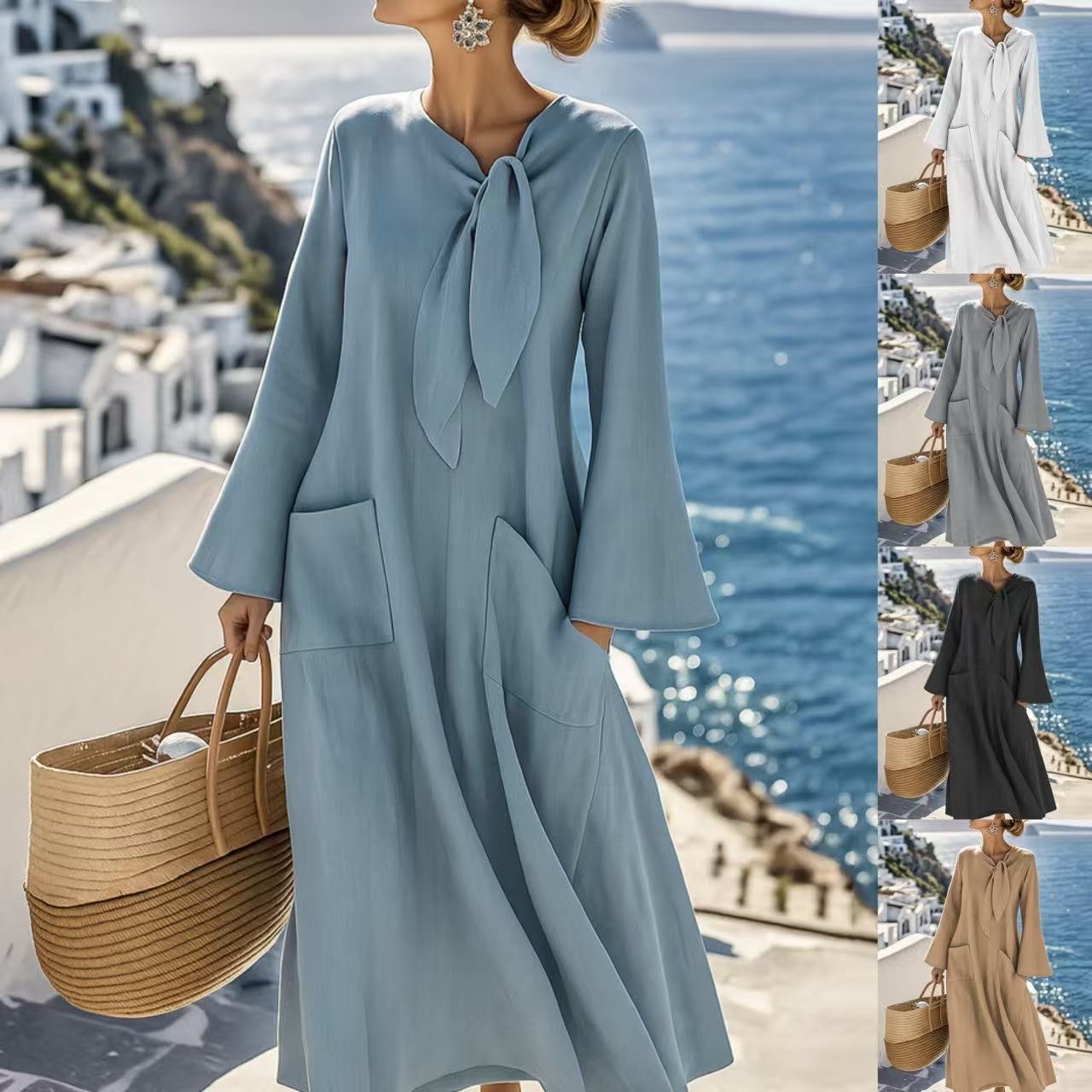 Women's Casual Loose Fashion Solid Color Dress